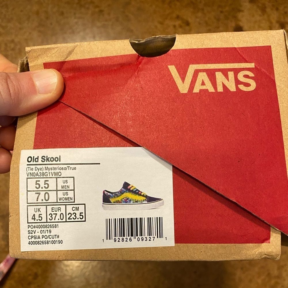 VANS old Skool mysterioso purple and yellow tie dye suede leather sneakers - Picture 4 of 9